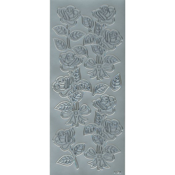 Stickers roser sølv 4124