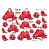3D ark Rød dametaske, sko, briller og rose