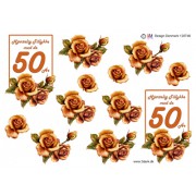 3D ark 50 år mørk orange roser