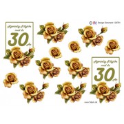 3D ark 30 år lysebrun / gylden roser
