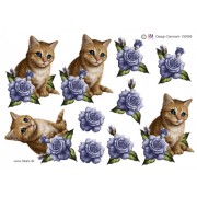 3D ark kattekilling og blå rose