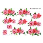 3D ark Blomster på række i rosa farver