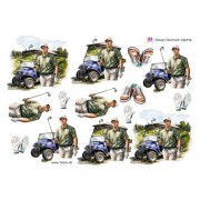 3D ark Golfmand og golfvogn