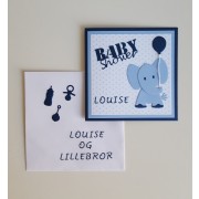 Kort til babyshower med elefant