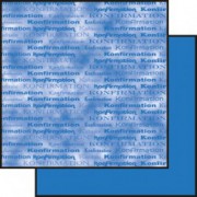 Scrapbooking papir 30,5 x 30,5 cm. blå konfirmation / marmoreret