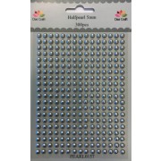 Selvklæbende halvperler sølv 5 mm. 
