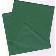 10 kort med kuverter 14 x 14 cm. Grangrøn