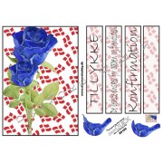 3D ark konfirmation blå roser A5